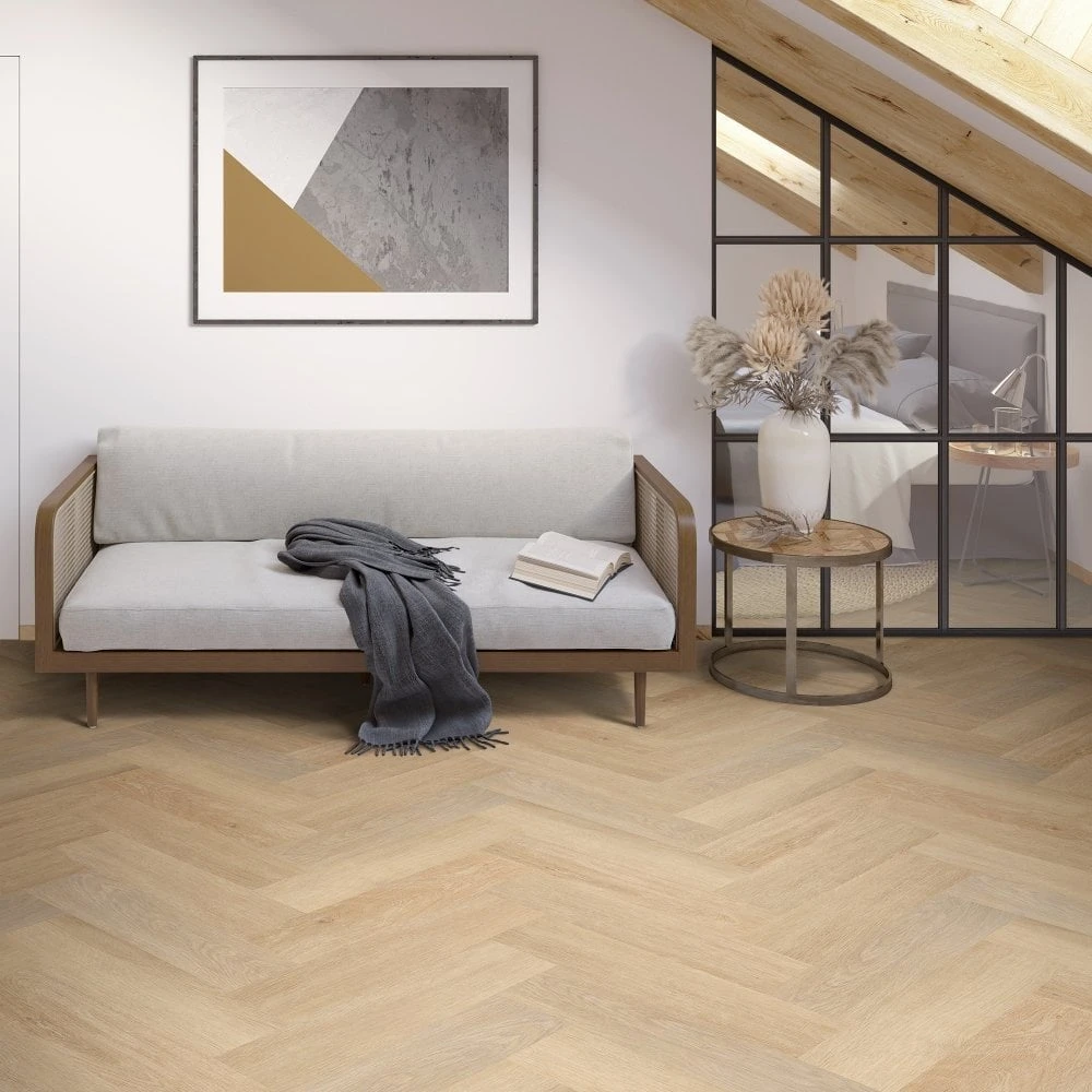 Liberty Floors Buttermilk Oak - Lifestyle SPC Herringbone 5.5mm Rigid Core Vinyl Flooring (305104) 3 Liberty Floors Buttermilk Oak - Lifestyle SPC Herringbone 5.5mm Rigid Core Vinyl Flooring (305104)