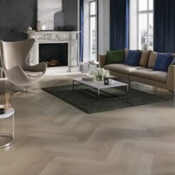 Liberty Floors Grey Mist Oak - Manor Herringbone Parquet 14mm Engineered Real Wood Flooring (249870) -Best Flooring Store grey mist oak manor herringbone parquet 14mm engineered real wood flooring 249870 p108537 235984 image