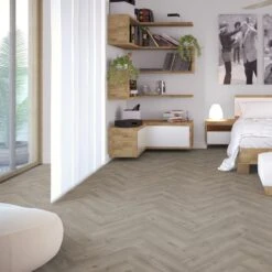 Liberty Floors Grey Oak - Herringbone SPC 5.5mm Rigid Core Vinyl Flooring (219442) -Best Flooring Store grey oak herringbone spc 5 5mm rigid core vinyl flooring 219442 p85858 208717 image