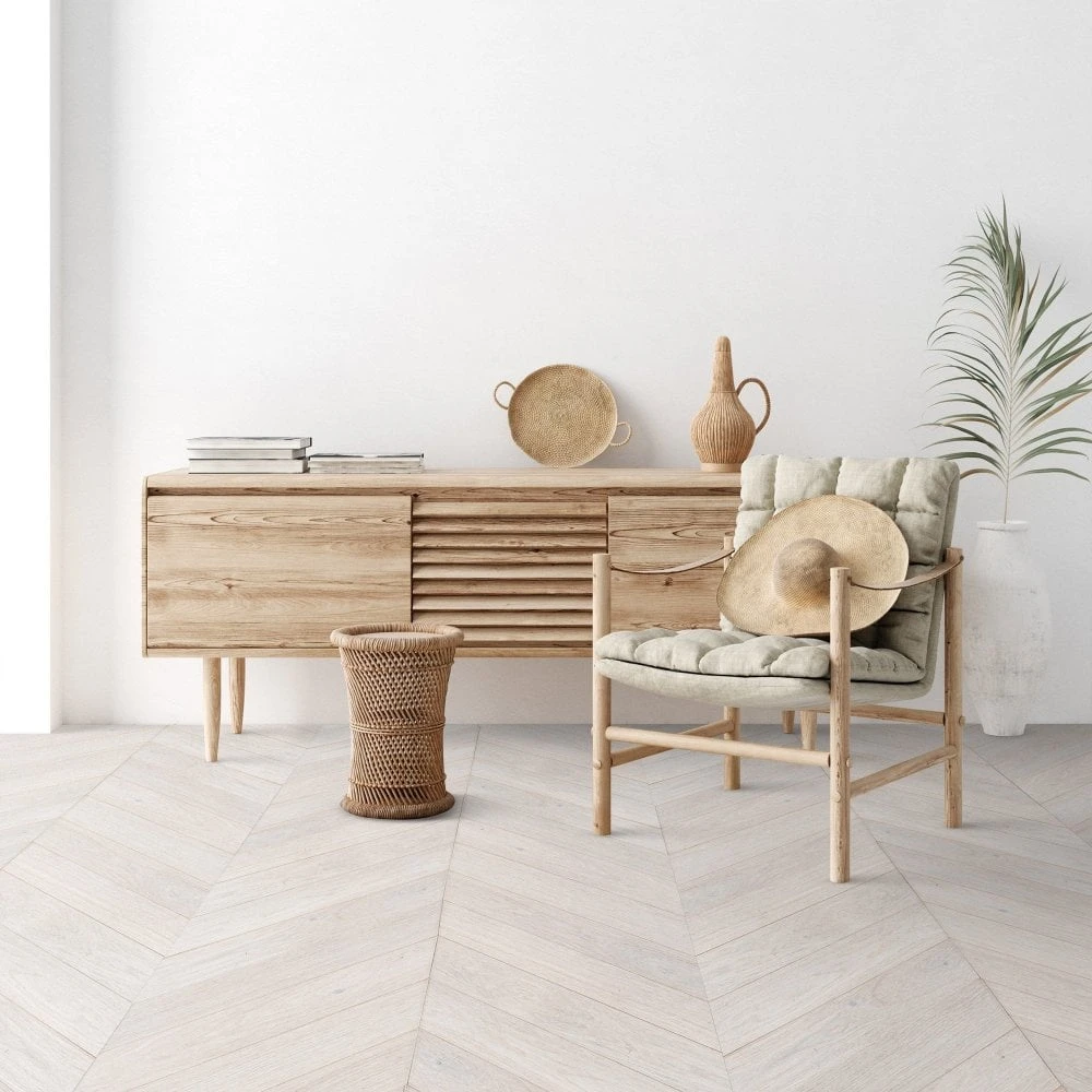 Liberty Floors Ivory White Oak - Chevron 15mm Engineered Real Wood Flooring (249203) 5 Liberty Floors Ivory White Oak - Chevron 15mm Engineered Real Wood Flooring (249203) - Image 3