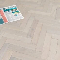 Liberty Floors Ivory White Oak - Herringbone Parquet 14mm Engineered Real Wood Flooring (219387) -Best Flooring Store ivory white oak herringbone parquet 14mm engineered real wood flooring 219387 p85835 201396 image