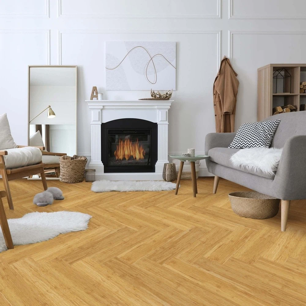 Liberty Floors Natural Bamboo - Herringbone Parquet 10mm Solid Real Wood Flooring (249973) 8 Liberty Floors Natural Bamboo - Herringbone Parquet 10mm Solid Real Wood Flooring (249973) - Image 6