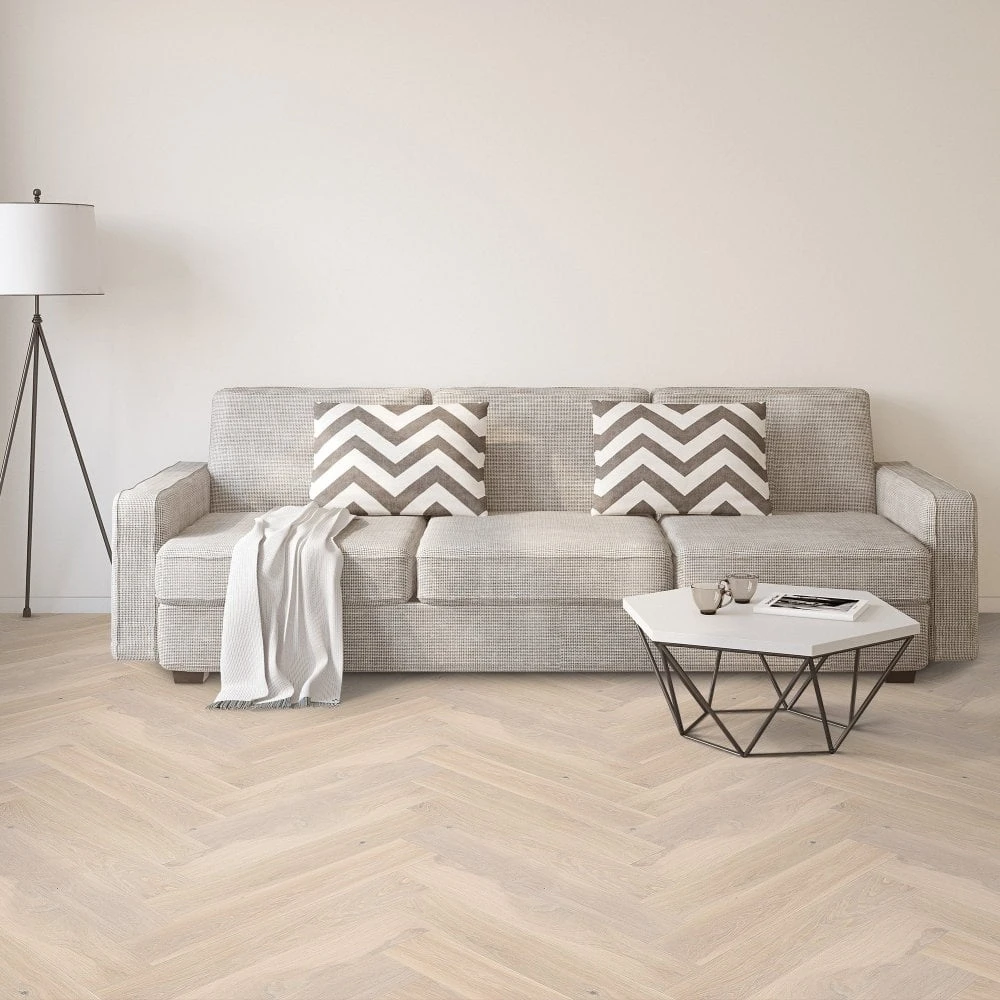 Liberty Floors Pearl White Oak - Manor Herringbone Parquet 14mm Engineered Real Wood Flooring (249872) 9 Liberty Floors Pearl White Oak - Manor Herringbone Parquet 14mm Engineered Real Wood Flooring (249872) - Image 7