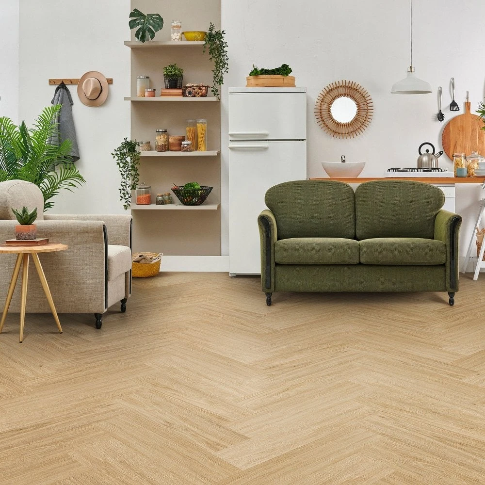 Liberty Floors Prime Oak - Lifestyle SPC Herringbone 5.5mm Rigid Core Vinyl Flooring (307818) 5 Liberty Floors Prime Oak - Lifestyle SPC Herringbone 5.5mm Rigid Core Vinyl Flooring (307818) - Image 3