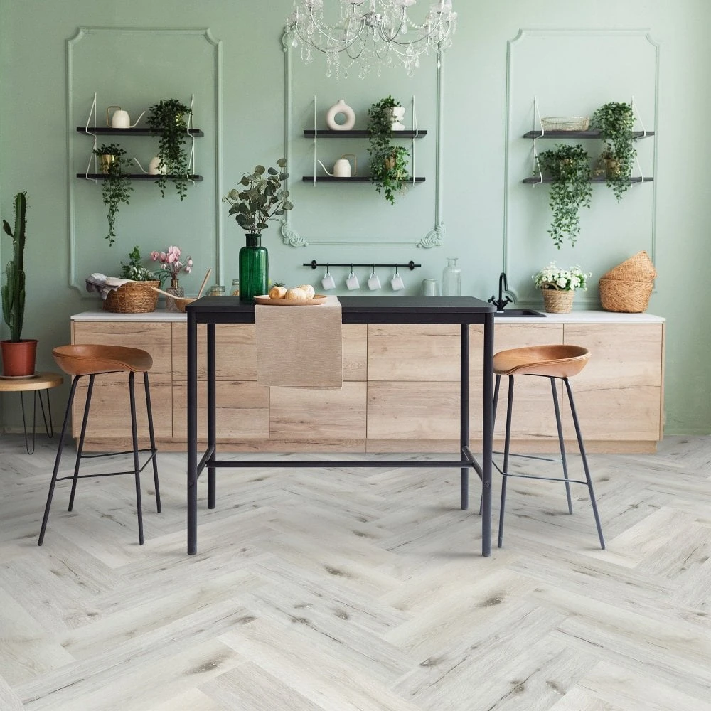 Liberty Floors White Rock Oak - Lifestyle SPC Herringbone 5.5mm Rigid Core Vinyl Flooring (305108) 3 Liberty Floors White Rock Oak - Lifestyle SPC Herringbone 5.5mm Rigid Core Vinyl Flooring (305108)