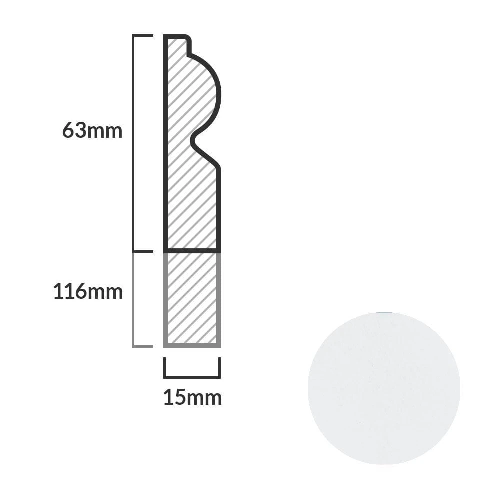 Leader White Torus Laminate Skirting Board (2.4m) 7 Leader White Torus Laminate Skirting Board (2.4m) - Image 5